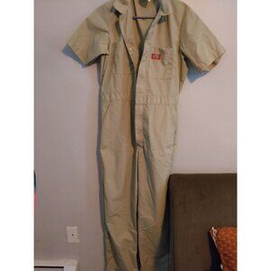 Vintage Dickies Khaki Tan Mechanic Coveralls Jumpsuit 36 REG